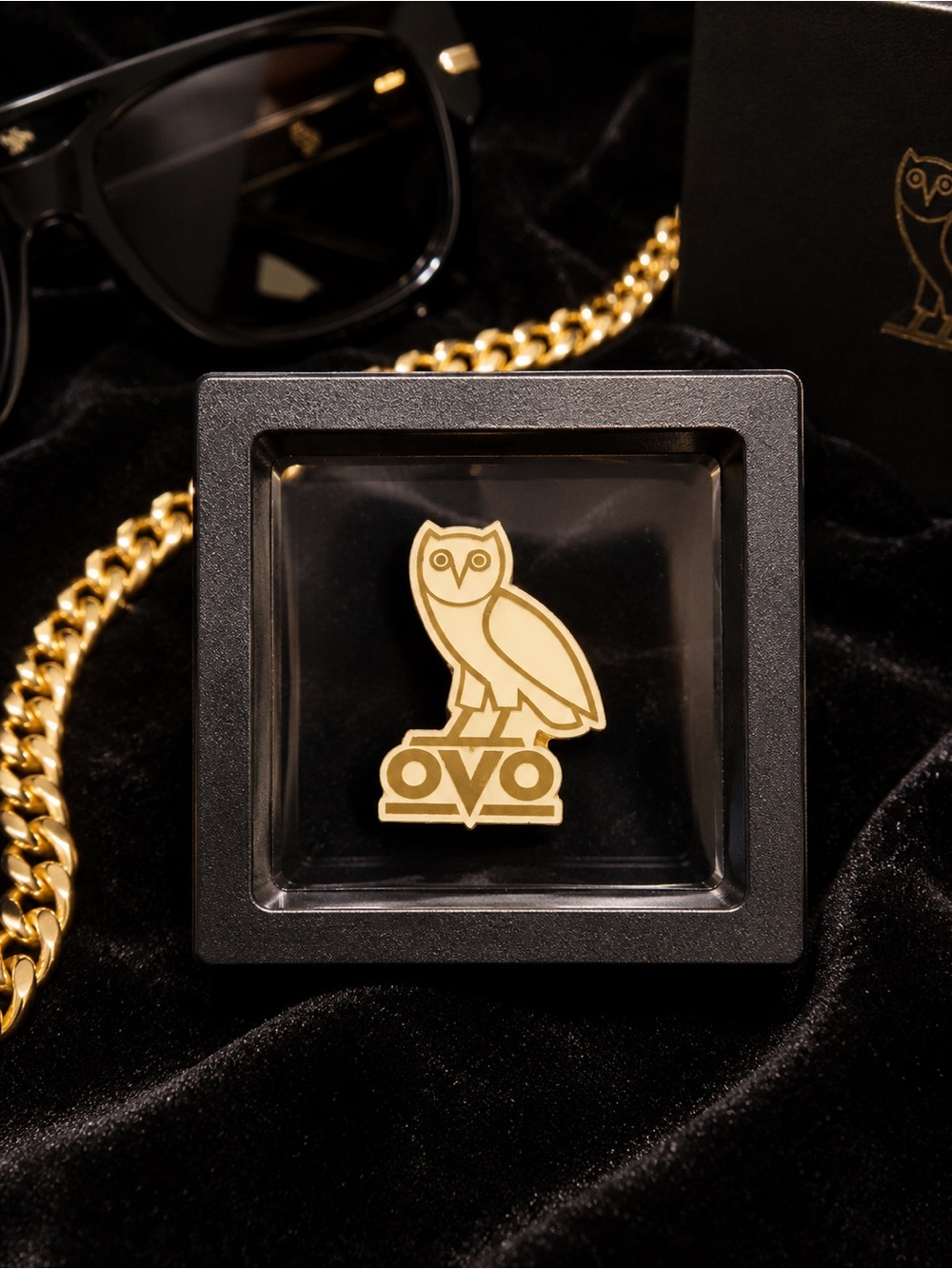 🦉 Deadstock OVO Owl Enamel Pin NEW in Headgear Floating Display Case